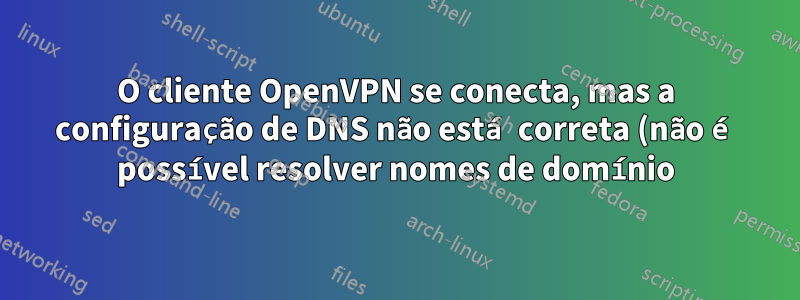 O cliente OpenVPN se conecta, mas a configuração de DNS não está correta (não é possível resolver nomes de domínio)