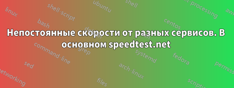 Непостоянные скорости от разных сервисов. В основном speedtest.net