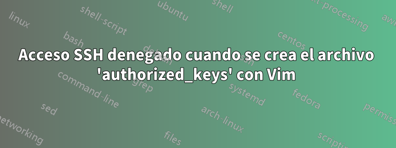 Acceso SSH denegado cuando se crea el archivo 'authorized_keys' con Vim