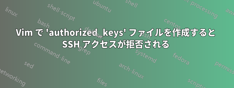 Vim で 'authorized_keys' ファイルを作成すると SSH アクセスが拒否される