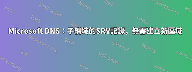 Microsoft DNS：子網域的SRV記錄，無需建立新區域