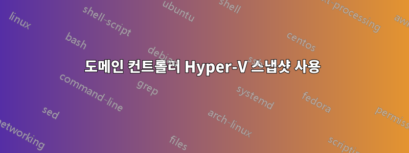 도메인 컨트롤러 Hyper-V 스냅샷 사용