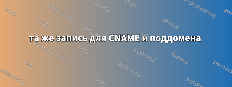 та же запись для CNAME и поддомена