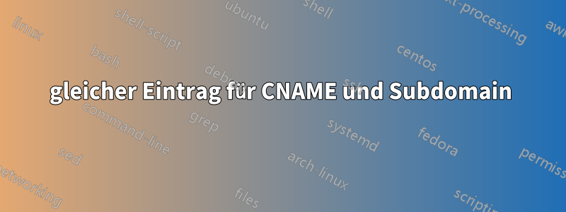 gleicher Eintrag für CNAME und Subdomain