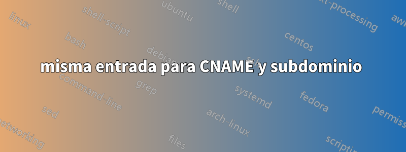 misma entrada para CNAME y subdominio