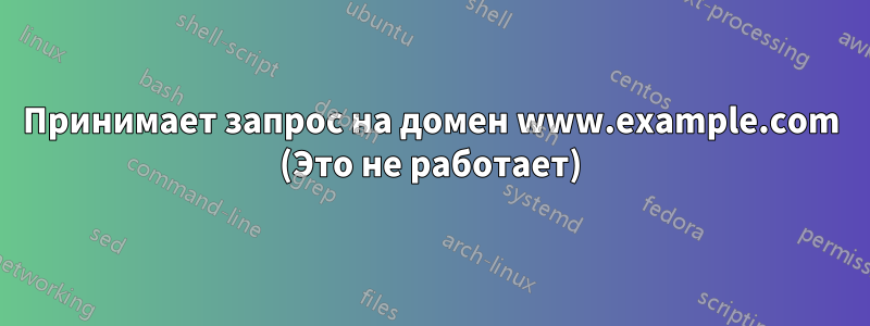 Принимает запрос на домен www.example.com (Это не работает)