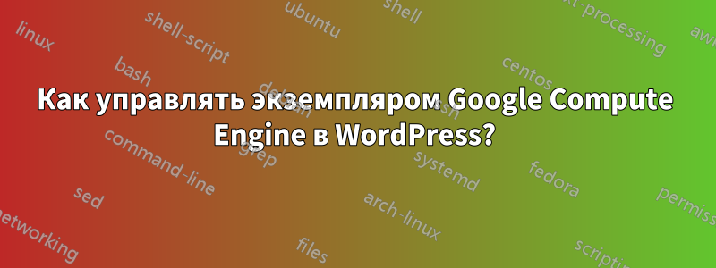 Как управлять экземпляром Google Compute Engine в WordPress?