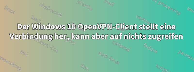 Der Windows 10 OpenVPN-Client stellt eine Verbindung her, kann aber auf nichts zugreifen