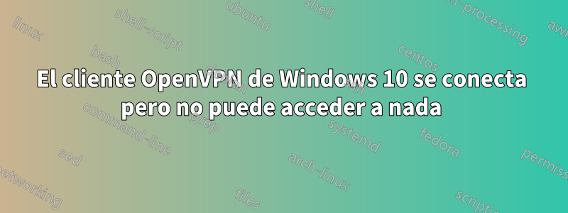 El cliente OpenVPN de Windows 10 se conecta pero no puede acceder a nada