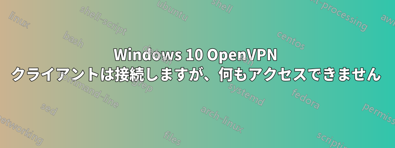 Windows 10 OpenVPN クライアントは接続しますが、何もアクセスできません