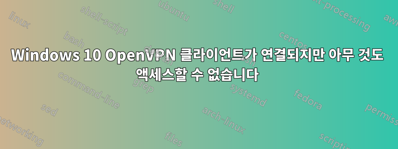 Windows 10 OpenVPN 클라이언트가 연결되지만 아무 것도 액세스할 수 없습니다