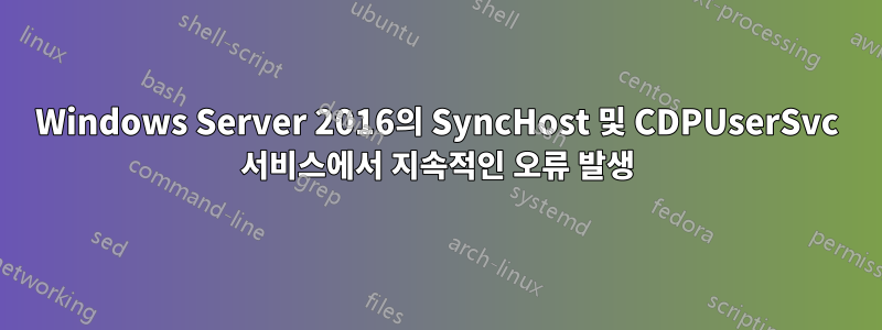 Windows Server 2016의 SyncHost 및 CDPUserSvc 서비스에서 지속적인 오류 발생