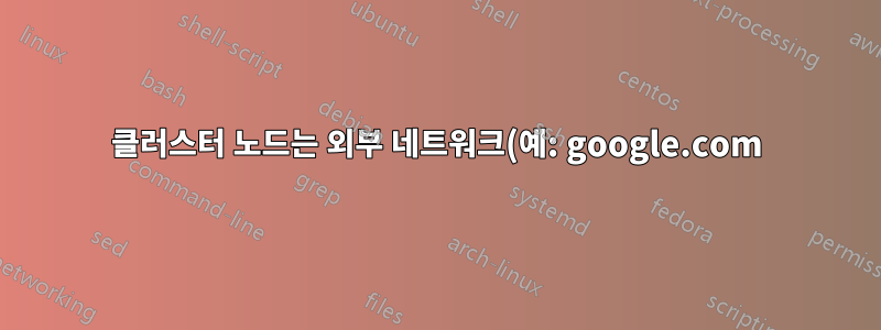 클러스터 노드는 외부 네트워크(예: google.com)를 ping할 수 없습니다.