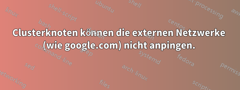 Clusterknoten können die externen Netzwerke (wie google.com) nicht anpingen.