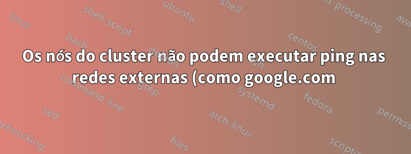 Os nós do cluster não podem executar ping nas redes externas (como google.com)