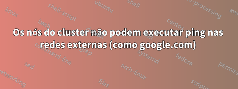 Os nós do cluster não podem executar ping nas redes externas (como google.com)