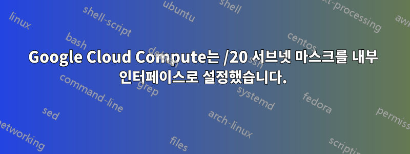 Google Cloud Compute는 /20 서브넷 마스크를 내부 인터페이스로 설정했습니다.