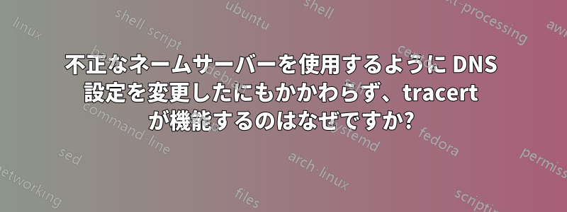 不正なネームサーバーを使用するように DNS 設定を変更したにもかかわらず、tracert が機能するのはなぜですか?