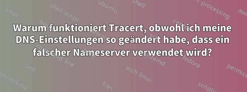 Warum funktioniert Tracert, obwohl ich meine DNS-Einstellungen so geändert habe, dass ein falscher Nameserver verwendet wird?