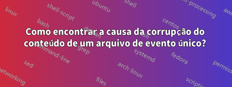 Como encontrar a causa da corrupção do conteúdo de um arquivo de evento único?