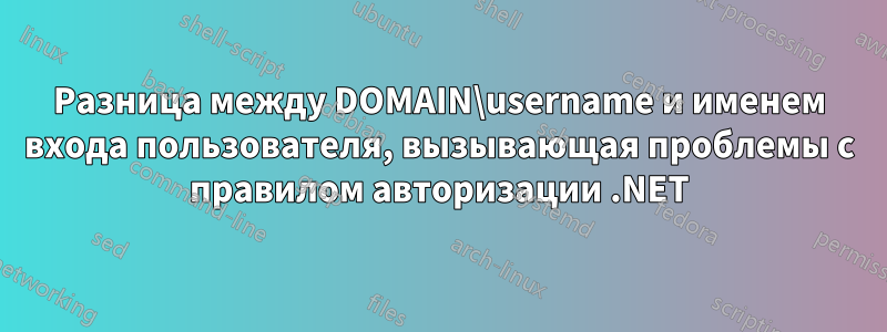 Разница между DOMAIN\username и именем входа пользователя, вызывающая проблемы с правилом авторизации .NET