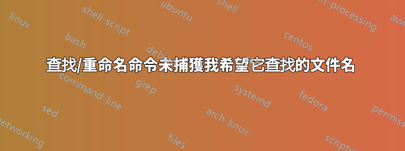 查找/重命名命令未捕獲我希望它查找的文件名