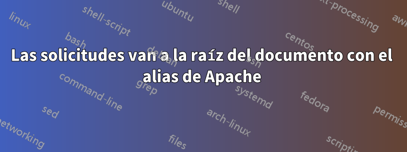 Las solicitudes van a la raíz del documento con el alias de Apache