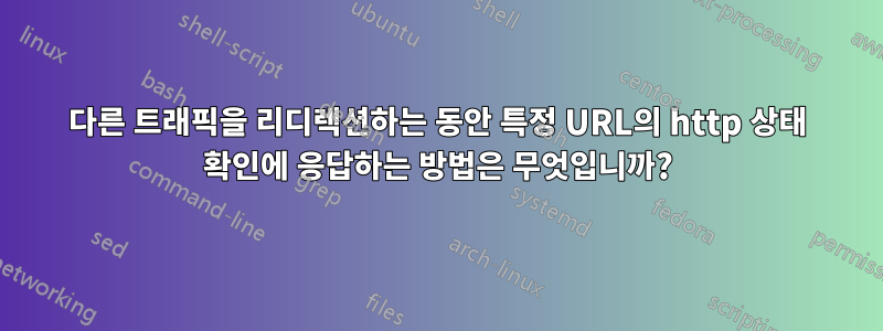 다른 트래픽을 리디렉션하는 동안 특정 URL의 http 상태 확인에 응답하는 방법은 무엇입니까?