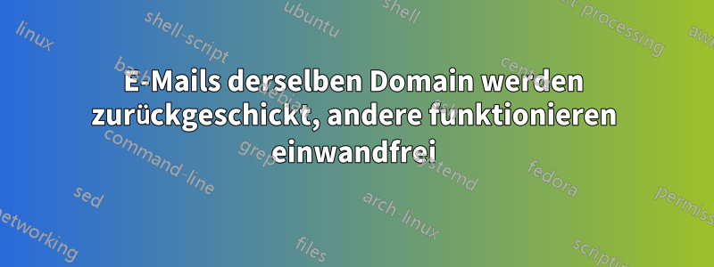 E-Mails derselben Domain werden zurückgeschickt, andere funktionieren einwandfrei