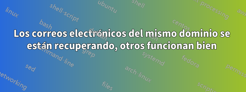 Los correos electrónicos del mismo dominio se están recuperando, otros funcionan bien