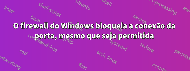 O firewall do Windows bloqueia a conexão da porta, mesmo que seja permitida