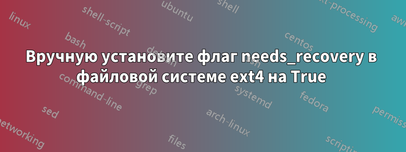 Вручную установите флаг needs_recovery в файловой системе ext4 на True