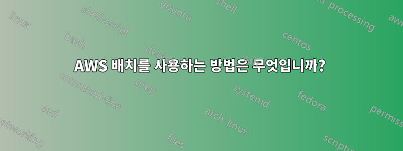 AWS 배치를 사용하는 방법은 무엇입니까?