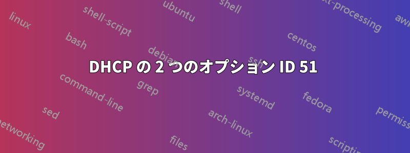 DHCP の 2 つのオプション ID 51