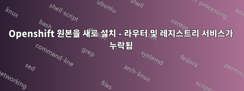 Openshift 원본을 새로 설치 - 라우터 및 레지스트리 서비스가 누락됨
