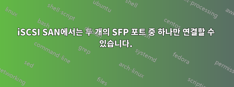 iSCSI SAN에서는 두 개의 SFP 포트 중 하나만 연결할 수 있습니다.