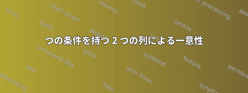 2 つの条件を持つ 2 つの列による一意性