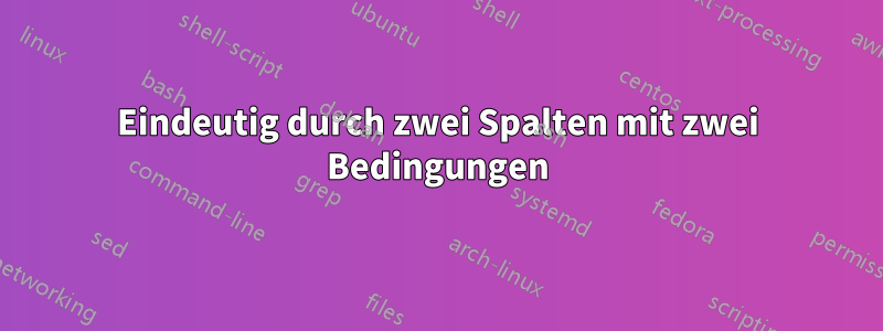 Eindeutig durch zwei Spalten mit zwei Bedingungen