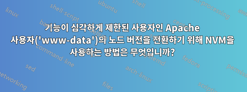 기능이 심각하게 제한된 사용자인 Apache 사용자('www-data')의 노드 버전을 전환하기 위해 NVM을 사용하는 방법은 무엇입니까?