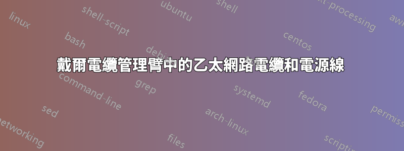 戴爾電纜管理臂中的乙太網路電纜和電源線