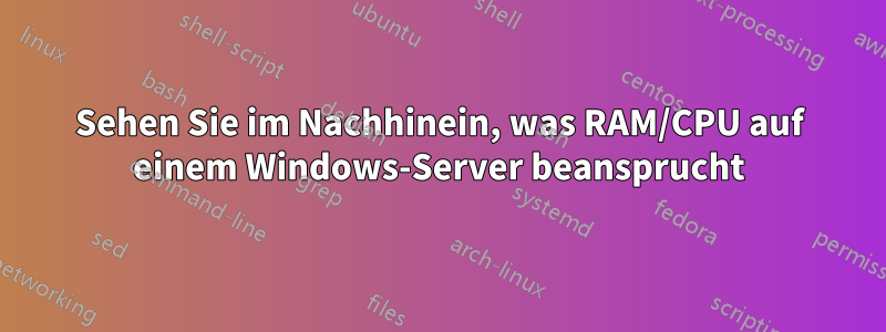 Sehen Sie im Nachhinein, was RAM/CPU auf einem Windows-Server beansprucht