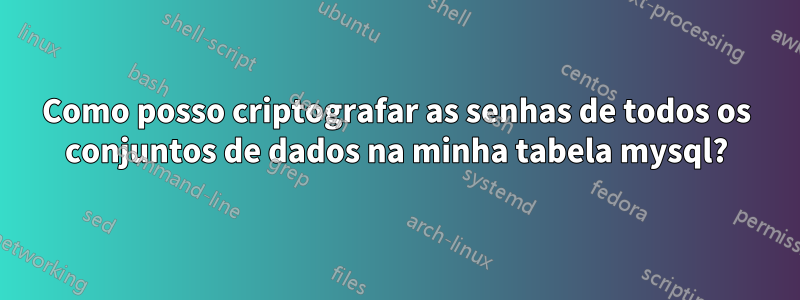 Como posso criptografar as senhas de todos os conjuntos de dados na minha tabela mysql?