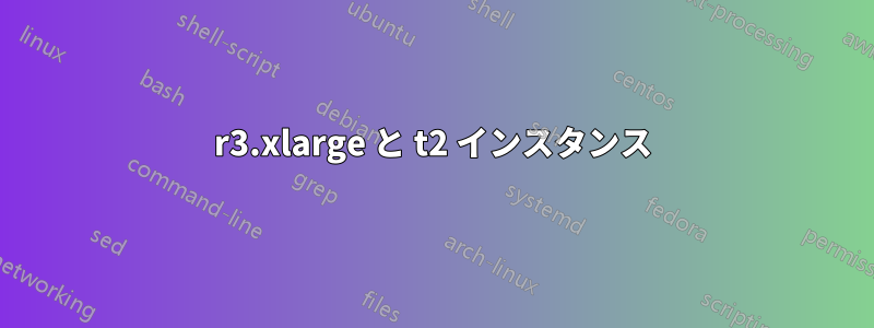 r3.xlarge と t2 インスタンス