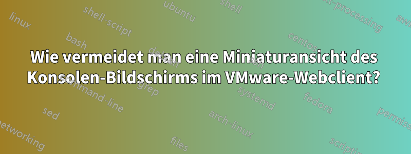 Wie vermeidet man eine Miniaturansicht des Konsolen-Bildschirms im VMware-Webclient?