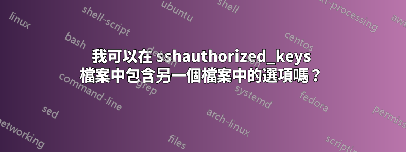 我可以在 sshauthorized_keys 檔案中包含另一個檔案中的選項嗎？