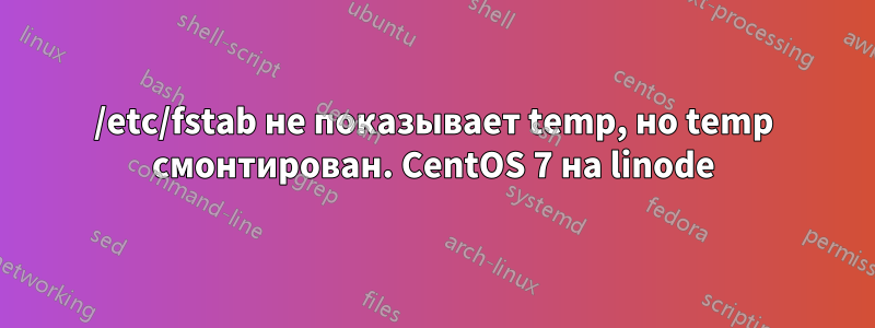 /etc/fstab не показывает temp, но temp смонтирован. CentOS 7 на linode