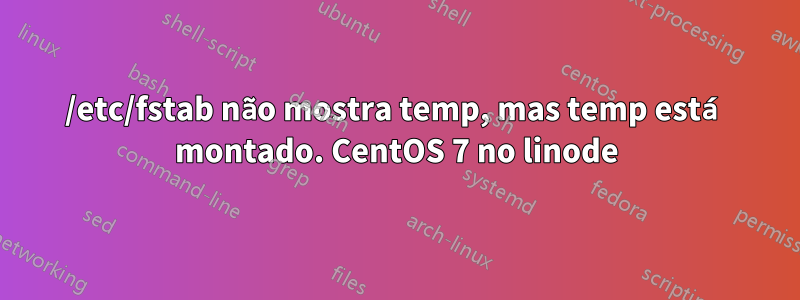 /etc/fstab não mostra temp, mas temp está montado. CentOS 7 no linode