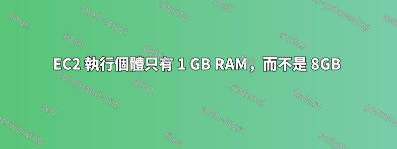 EC2 執行個體只有 1 GB RAM，而不是 8GB