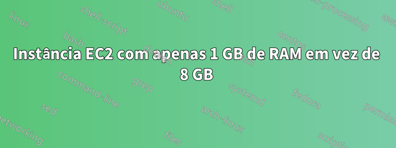 Instância EC2 com apenas 1 GB de RAM em vez de 8 GB