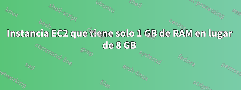 Instancia EC2 que tiene solo 1 GB de RAM en lugar de 8 GB